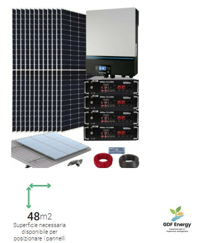 11kW Kit fotovoltaico a isola off grid 11kW con accumulo da 20kWh