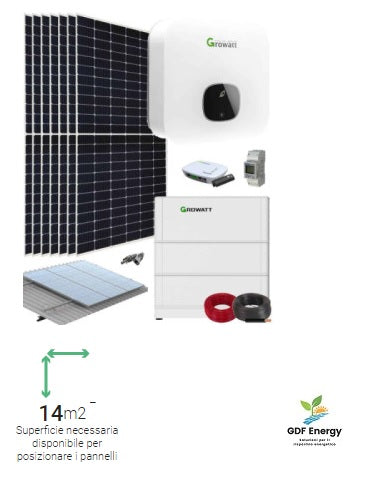 3kW Impianto fotovoltaico Growatt con accumulo 5kW/h – GDF Energy