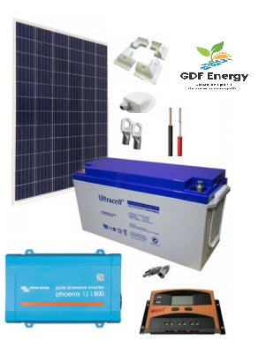 800W Kit Solare Caravan 12V 1000Whdie con Batteria al Gel