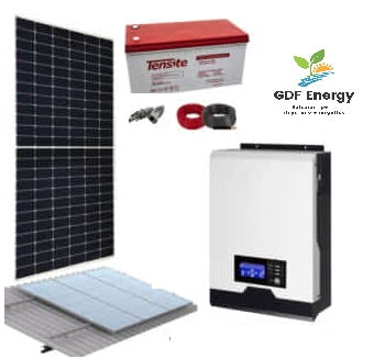 1kW Impianto fotovoltaico a isola con accumulo inverter 1000W 12V 2500Whdie  – GDF Energy